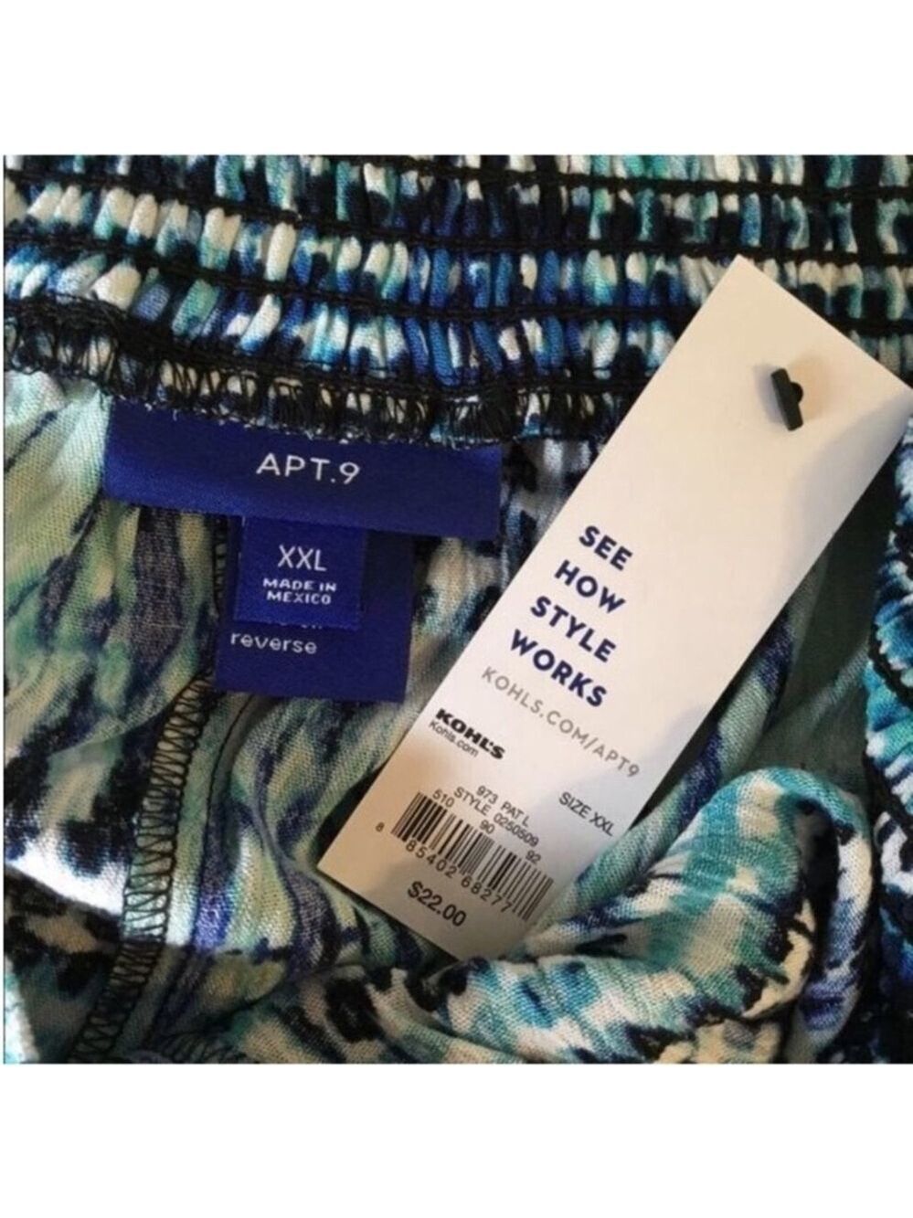 Apt 9 pull on rayon shorts Woman’s size XXL blue green black white - Picture 3 of 11